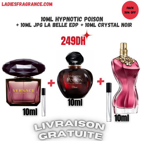 10ml hypnotic poison   + 10ml JPG LA BELLE EDP + 10ml crystal noir