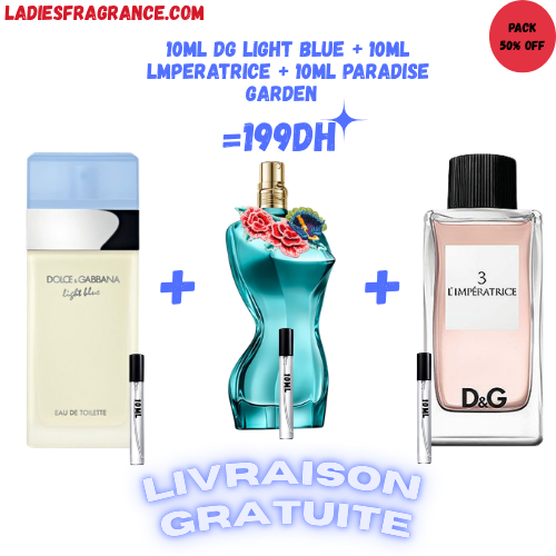10ml dG LIGHT BLUE + 10ml Lmperatrice + 10ml PARADISE GARDEN