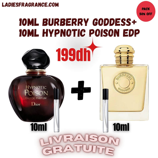 pack 10ml Burberry Goddess + 10ml hypnotic poison edp