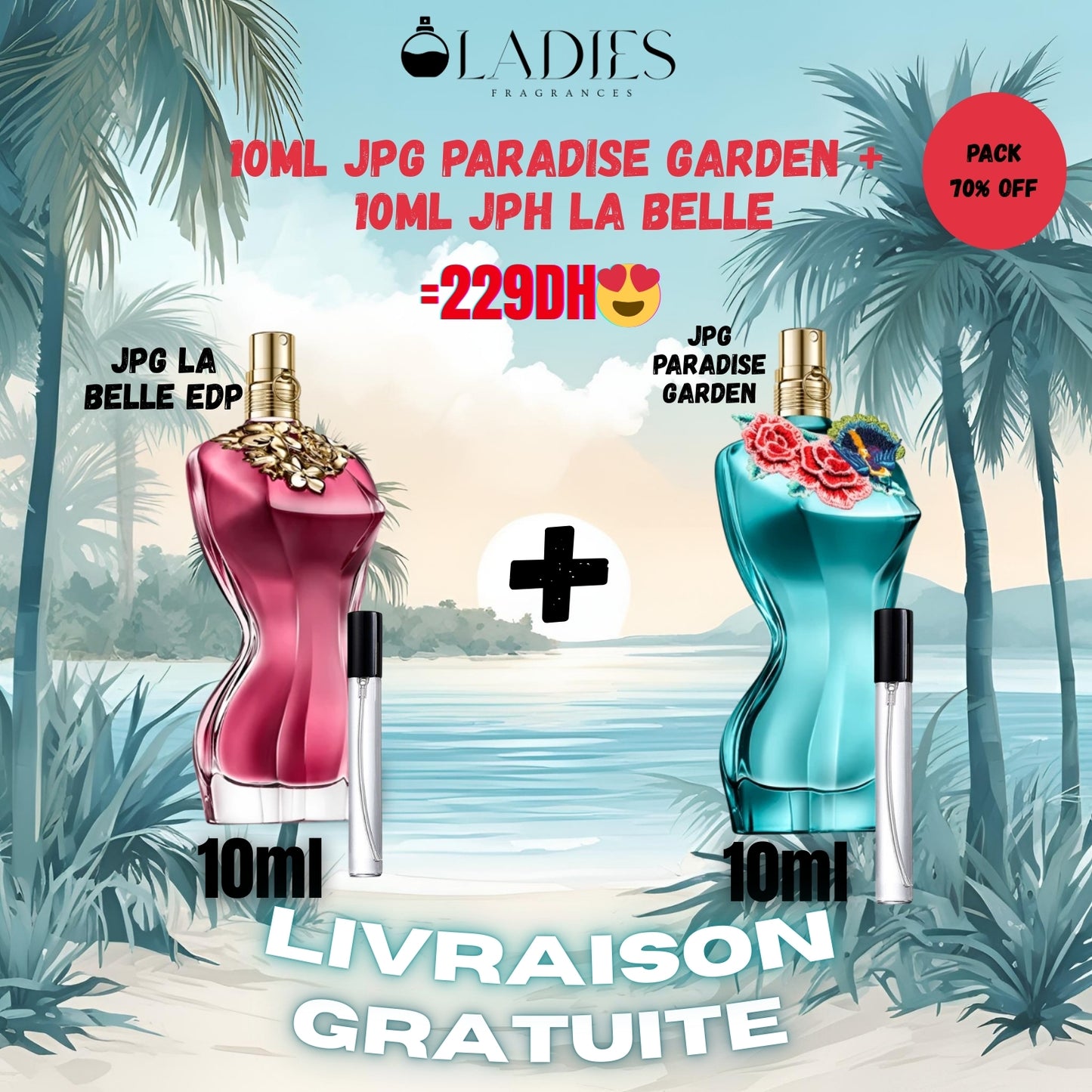 Pack 10ml JPG paradise garden +  10ml JPG la belle (livraison gratuite)
